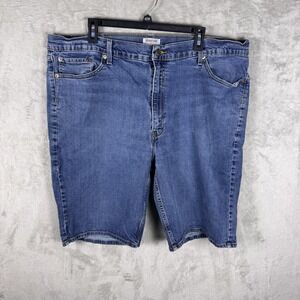 Levi Strauss Signature Shorts Mens 42 Blue Denim Relaxed Fit Waterless Cotton